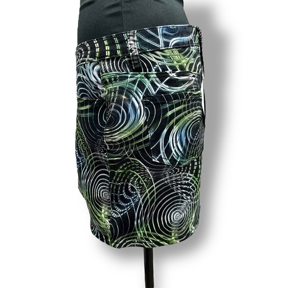 Horoscopez x Dolls Kill asymmetrical denim skirt psychadelic print szS & L - Picture 5 of 15